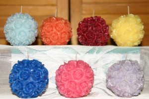 Rose ball candles 3 set. STUNNING! Intricate detail.