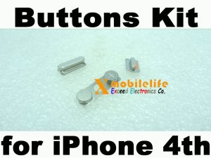 New OEM Metal Side Volume Buttons Top Power On/Off Button key Kit for iPhone 4th Gen 4G 16GB 32GB