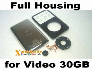 Black Front Faceplate Fascia Housing Back Case Clickwheel for iPod 5th Gen Video 30GB