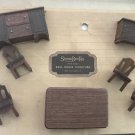 Strombecker Deluxe Doll House 822 Dining Room Furniture Set Walnut 1950