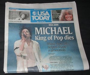 USA TODAY Newspaper Michael Jackson, Farrah Fawcett Dies issue