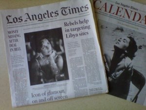 LA Times-Elizabeth Taylor dead story 03/24/11