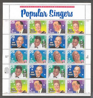 UNITED STATES 29C POPULAR SINGERS SHEET STAMPS MINT