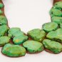 Green Stone and Brown Leather Necklace