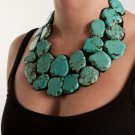 Turquoise and Black Leather Necklace