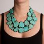 Turquoise and Black Leather Necklace