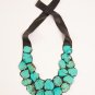 Turquoise and Black Leather Necklace