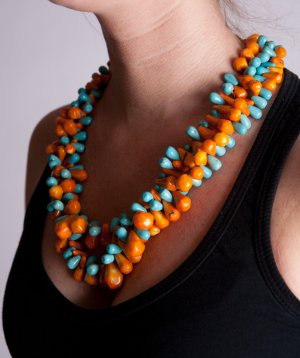 Orange and Blue Turquoise Necklace