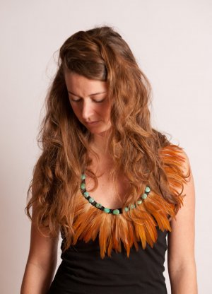 Feather Necklace with Turquoise Detail