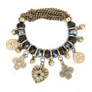 Vintage Black Crystal Charm Bracelet