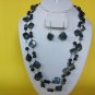 Long Gray/BLack Shell Necklace, Earring Set