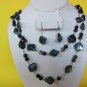Long Gray/BLack Shell Necklace, Earring Set