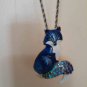 Chic Blue Enamel Fox Rhinestone Brooch Pendant