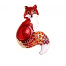 Chic Red Enamel Rhinestone Brooch Pendant