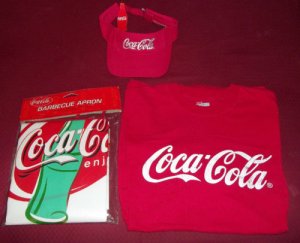 Coca-Cola Red Visor, Apron, T-Shirt Summer Barbecue Fun