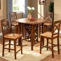 5-PC Napoli Square Counter Height set with Wine Rack-Espresso & Cinamon Finish.  SKU: NPL-ESP