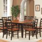 Parfait 9-Pc Square Gathering Dining Table Set-54"x54"-Extension leaf . SKU: PA9-BLK-W
