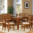 Parfait 7-Pc Square Gathering Dining Table Set-54"x54"-Extension leaf in Saddle Brown. SKU: PA7-SBR
