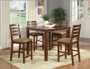 Cafe 5-PC Square Gathering Pub Counter Height Table Set-Size: 42"x42" in Espresso.  SKU:CF5-ESP