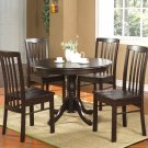 5PC Hartland Dinette Kitchen set  42" diameter Round Table & 4 chairs-Black Walnut. SKU:HA5-WAL