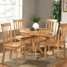 5-PC Antique Round Dinette Kitchen Table Set-Black Walnut Color.  SKU:  AN5-OAK