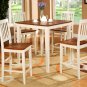 5-Piece Vernon Square Pub Table Set with 4 stools- in  Buttermilk & Cherry Finish.  SKU: VN5-WHI