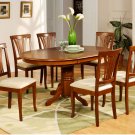 7-PC Avon Oval Dining Single Pedestal Table and 6 chairs in Saddle Brown Finish.   SKU: AV7-SBR