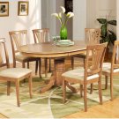 5-PC Avon Oval Dining Single Pedestal Table and 4 chairs in Oak Finish.   SKU: AV5-OAK