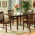 7-PC Norfolk 32”X54" Rectangular dinette table set & 4 chairs in Mahogany Finish.SKU:NF7-MAH