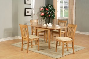 5-PC Norfolk 32&acirc;��X54" Rectangular dinette table set & 4 chairs in Oak Finish.SKU:NF5-OAK-C