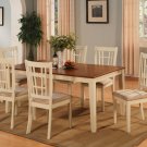 7-PC Nicoli Dining Table set-Size 36”X66”-in Buttermilk & Saddle Brown Color. SKU: N7-WHI-C