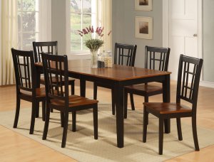 5-PC Nicoli Dining Table set-Size 36&acirc;��X66&acirc;��-in Black & Saddle Brown Color. SKU: N5-BLK-W