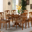 Portna 7-PC Oval Dinette Dining Table set- 42"x60"in Saddle Brown Finish.   SKU: PN7-SBR-C