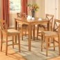 5-Piece Square Pub Height Table Set size 36"x36"- in Red Oak Finish.  SKU: PB5-OAK-C