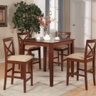 5-PC Square  Pub Height Table Set size 36"x36"- in Dark Brown Finish. SKU: PB5-BRN-C