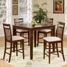 East West 5-PC Square Pub Counter Height Table Dinette Set-Size: 42"x42" in Mahogany. SKU:  EW5-MAH