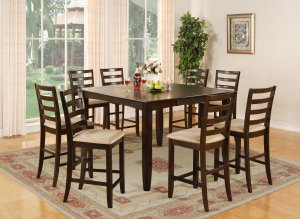 Fairwinds 5-PC  Square Counter Height Dining Table Set in Cappuccino -Size:54'x54". SKU: F5-CAP-C