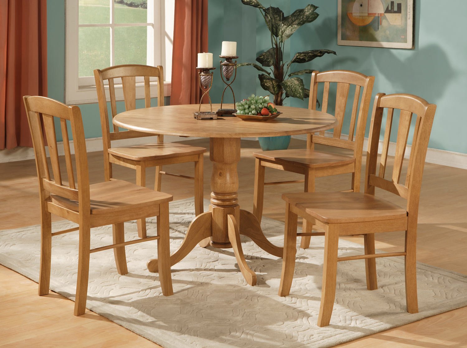 5-Piece Dublin dinette kitchen 42” diameter round table & 4 chairs in