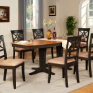 Ellington 7-Pc Dining Table Set-40”X82”-extension leaf- in Black & Cherry.  SKU: EL7-BLK-C