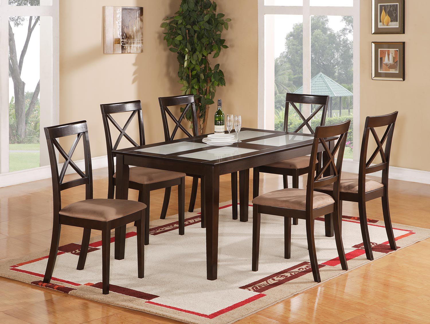Cabos 5PC Rectangular Dining Set in Cappuccino Table Size 36