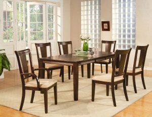 Canton 7-PC dining table set- 40"x78" with 18" extension leaf.Espresso color. SKU: CA7-ESP