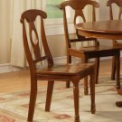 Set of 2 Napoleon style back dining room chairs seat in Saddle Brown finish.