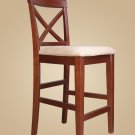 Set of 2  Pub counter height stools with wood or upholstered seat  in Dark Brown finish.