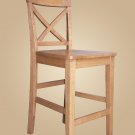 Set of 2  Pub counter height stools with wood or upholstered seat  in oak finish.