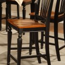 Set of 2  Chelsea counter height stools with wood or upholstered seat in Black & Brownfinish.