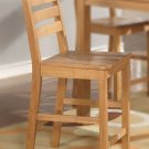 Set of 2  Cafe counter height stools with upholstered or wood seat in Oak finish.