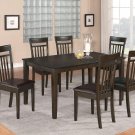 6PC DINING DINETTE SET 36"X60" TABLE 4 FAUX LEATHER SEAT CHAIRS BENCH IN CAPPUCCINO-SKU C6SB-CAP-LC