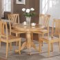 5-PC Bristol Round Dinette Kitchen Table Set- Oak Color.  SKU:  BT5-OAK