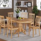 7-PC Easton Oval Dining Single Pedestal Table and 6 chairs in OAK color.   SKU: ET7-OAK-W