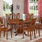 7-PC Dover Oval Dining Single Pedestal Table and 6 chairs in Saddle Brown.   SKU: DV7-SBR-W